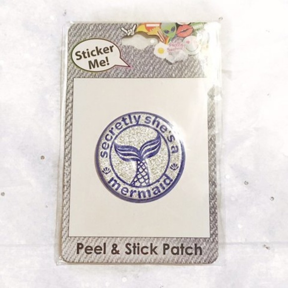 NWT Mermaid Blue/Silver Glitter Stick-On Patch - Picture 1 of 3